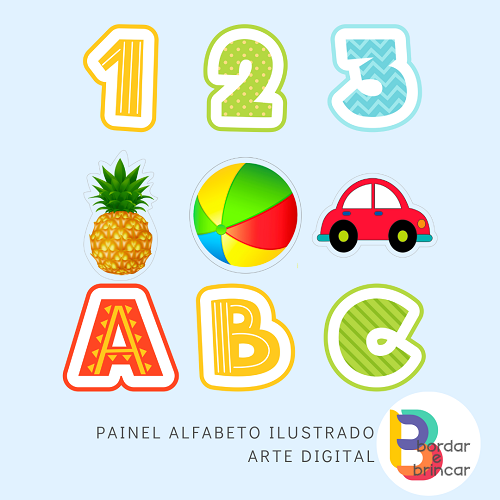 Painel Alfabeto Ilustrado – Arte Digital - Bordar E Brincar