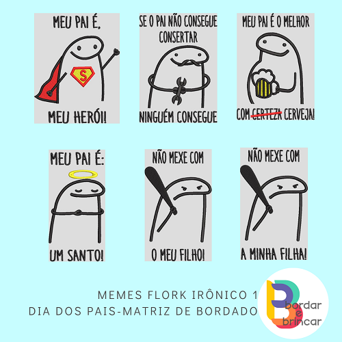 Memes Flork Irônico para panos de prato kit 1 - matriz de bordado - Bordar  e Brincar