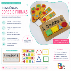 Bordado sequência cores formas montessori em feltro atividade livro sensorial com formas geométricas coloridas