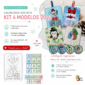 Bordado advento kit 2023 com 4 modelos ITH pinguim boneco de neve e noel em feltro bastidor 13x18cm