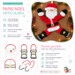 Bordado Noel articulado natal em feltro Papai Noel com braços e pernas articulados botão pressão bastidor 13x18cm