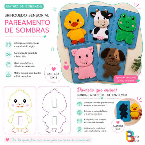 Pareamento de sombras Animais kit 1 – matriz de bordado
